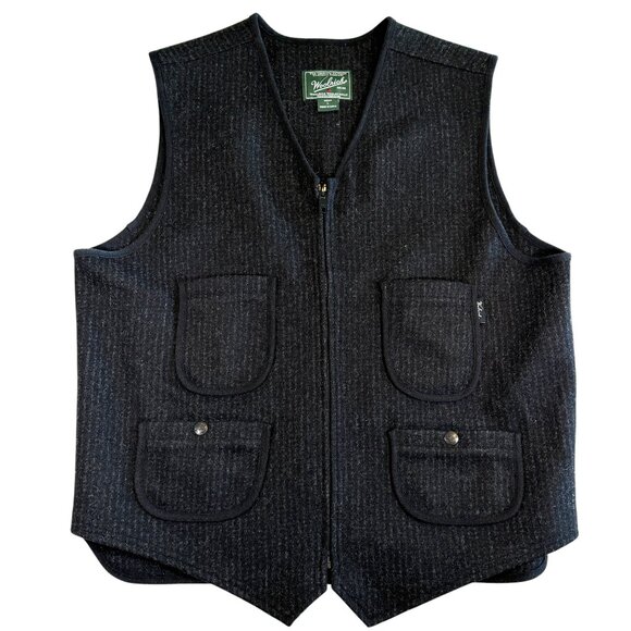 Woolrich Other - Vintage WOOLRICH Full-zip Wool Utility Pinstripe Gray Vest Large